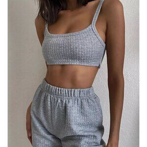NWT Princess Polly Arabella Soft Waffle Crop Top Cami Size 4 Grey Zipper